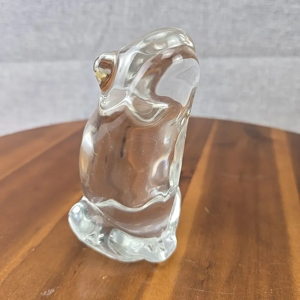 Vintage FM Ronneby Konstglas Sweden‎ MCM Art Clear Glass Frog Paperweight 4.5”